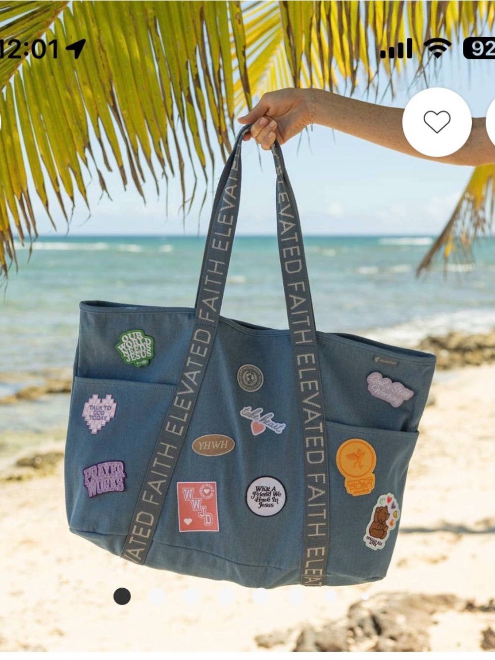 Elevated Faith Blue Denim Patch Tote Bag